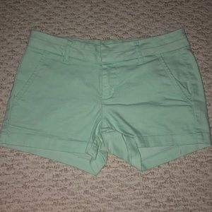 mint green jean shorts